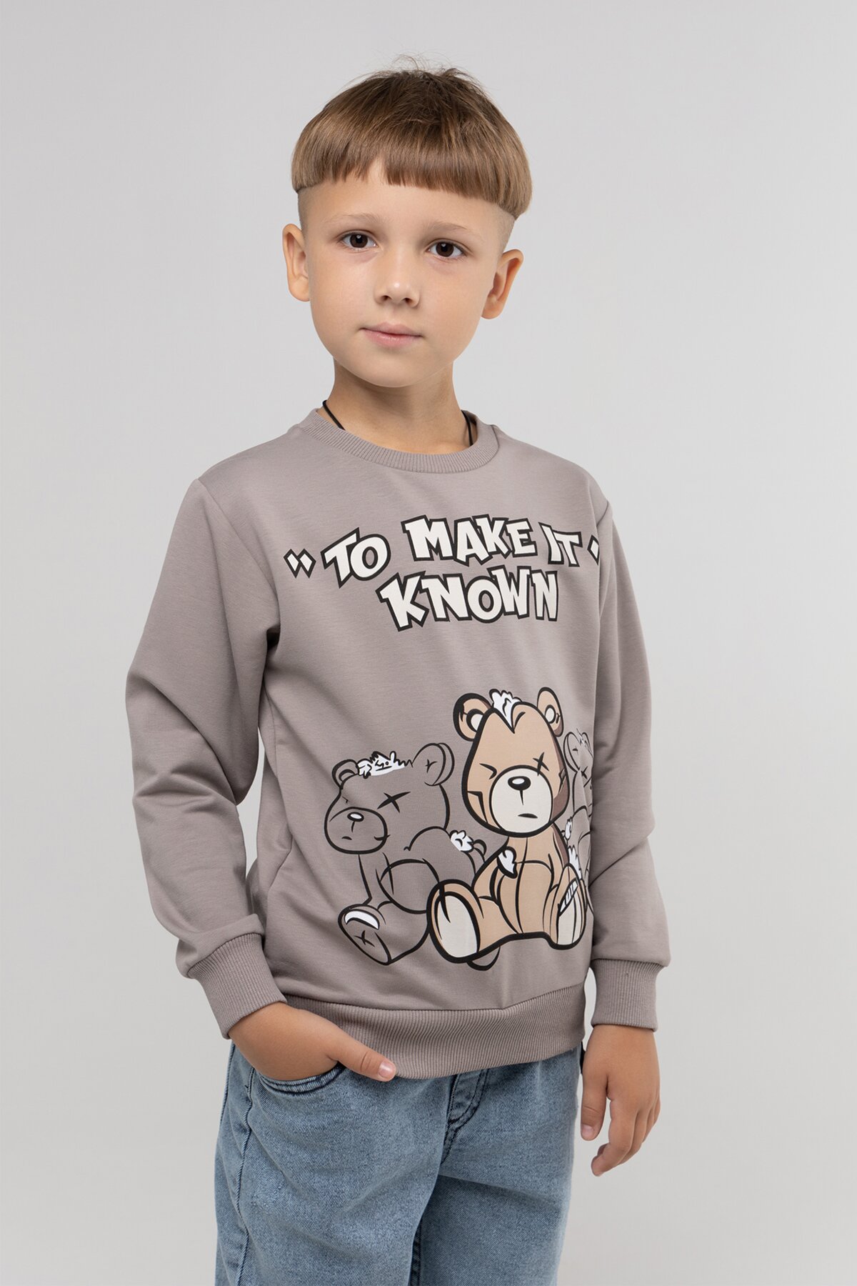 Свитшот с принтом для мальчика MAGO 244154 104 см Капучино (2000989926054D)  Фото №0