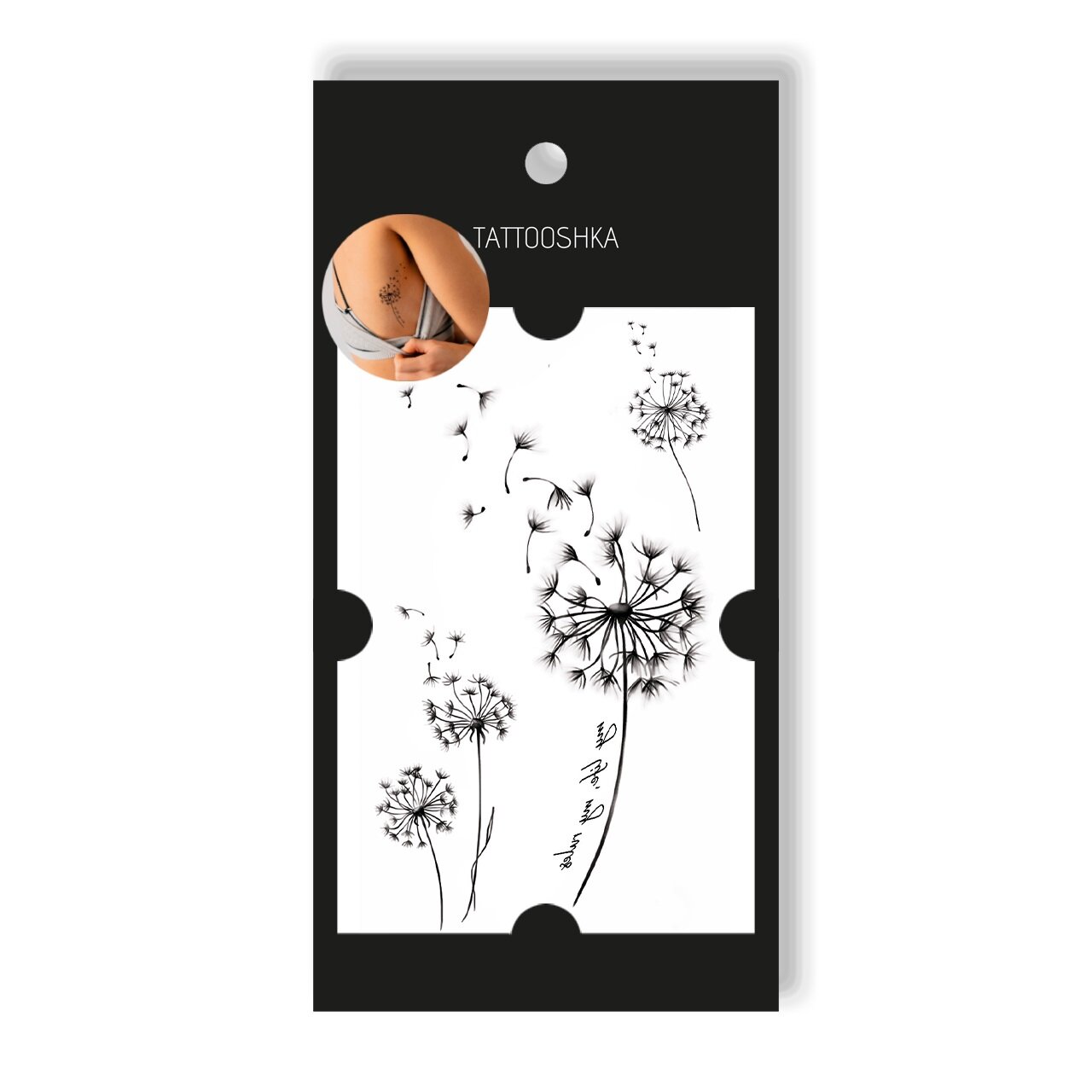 Тату Tattooshka &quot;Кульбабки з фразою&quot; L-67 (4825800010280)  Фото №0