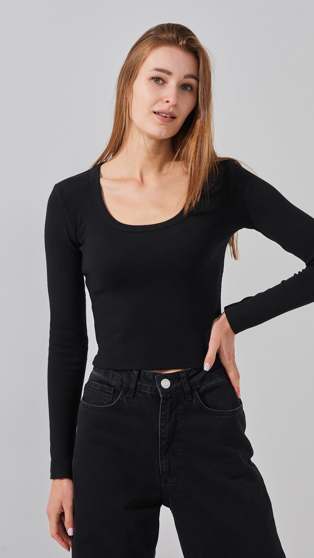 Купити Топ однотонний жіночий Bclothing 8854 L Чорний Артикул: 2000999178672 Фото повноекранне №1