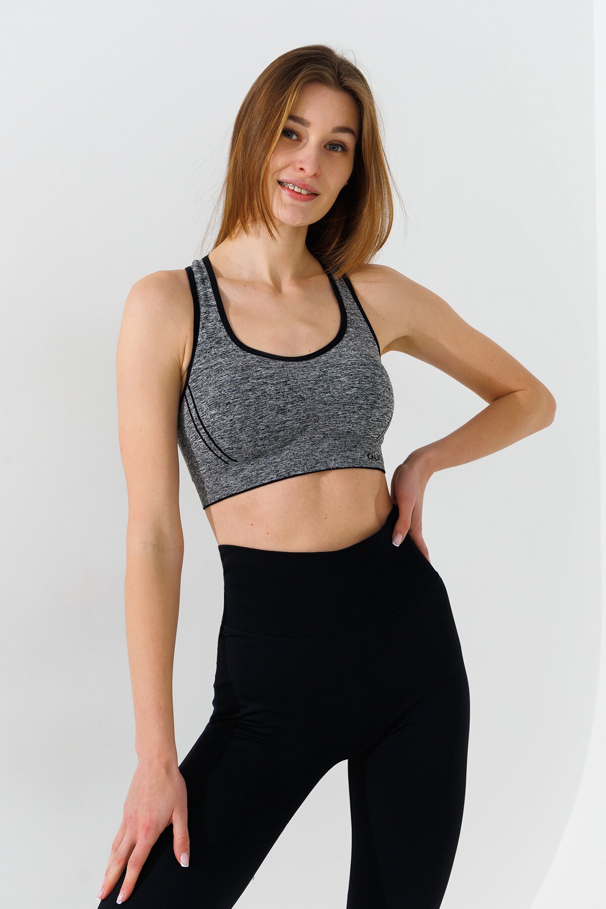 Топ спортивный женский Ouno 5120 XL/2XL Серо-черный  Фото №0