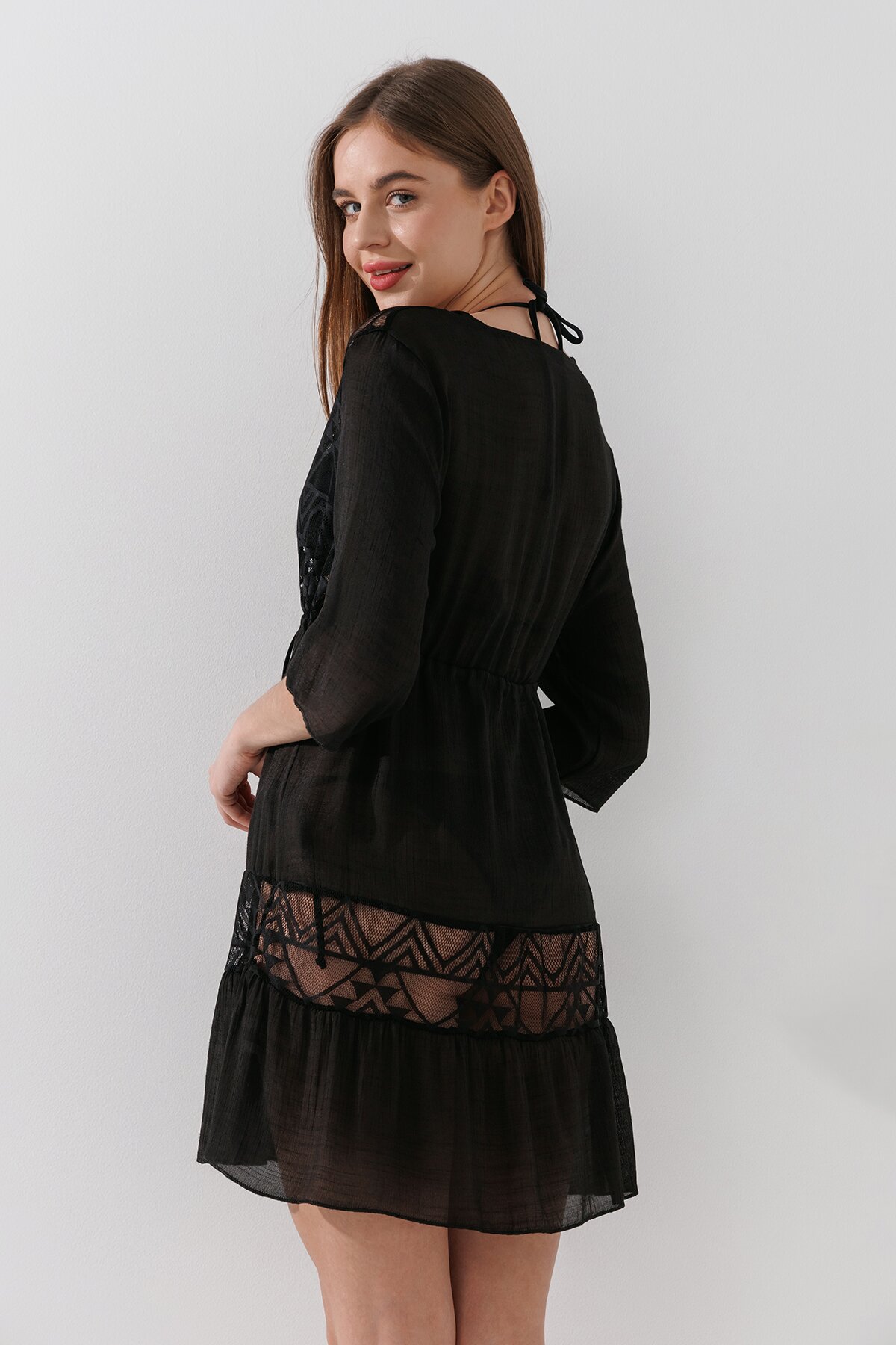 Туника пляжная однотонная женская On me 2218 36 Черный  Фото №4