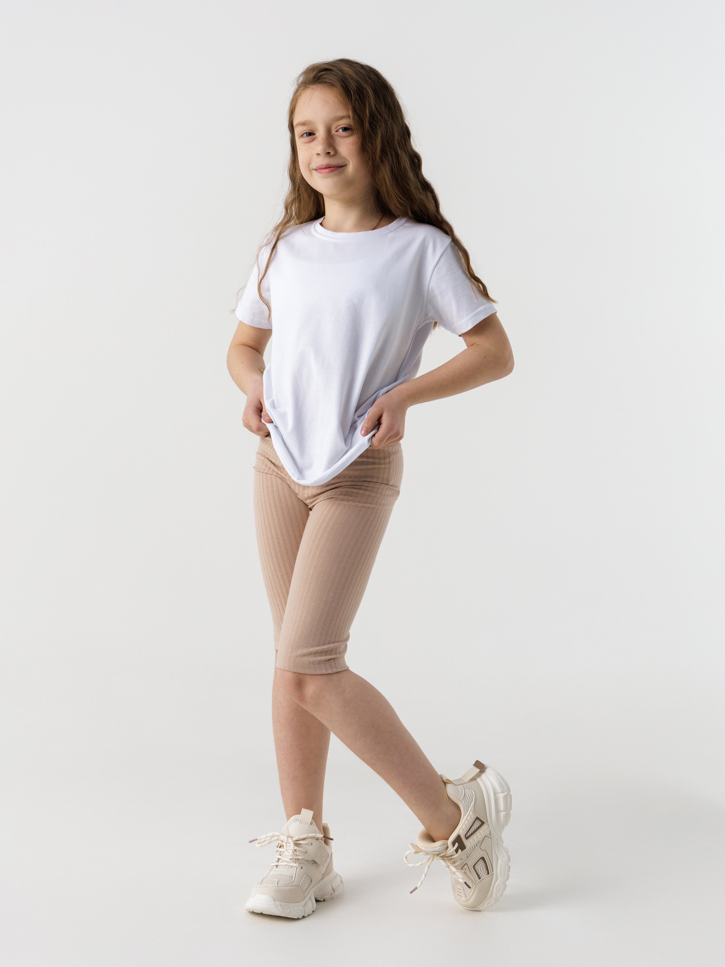 Велотреки однотонні для дівчинки First Kids 0002 140 см Кавовий (2000990441614S)  Фото №2