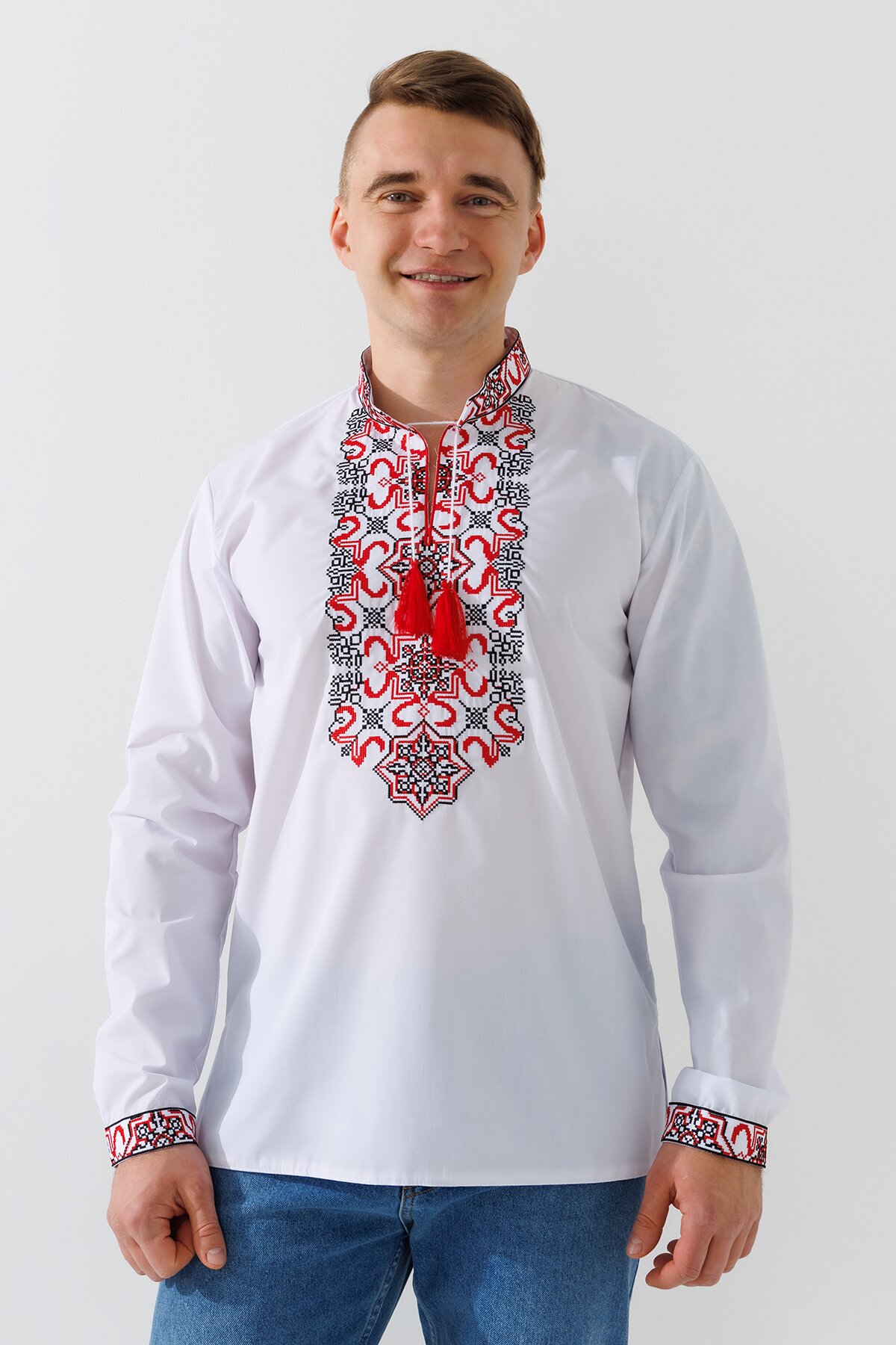 Вишиванка чоловіча  Полковник S Біло-червоний  Фото №0